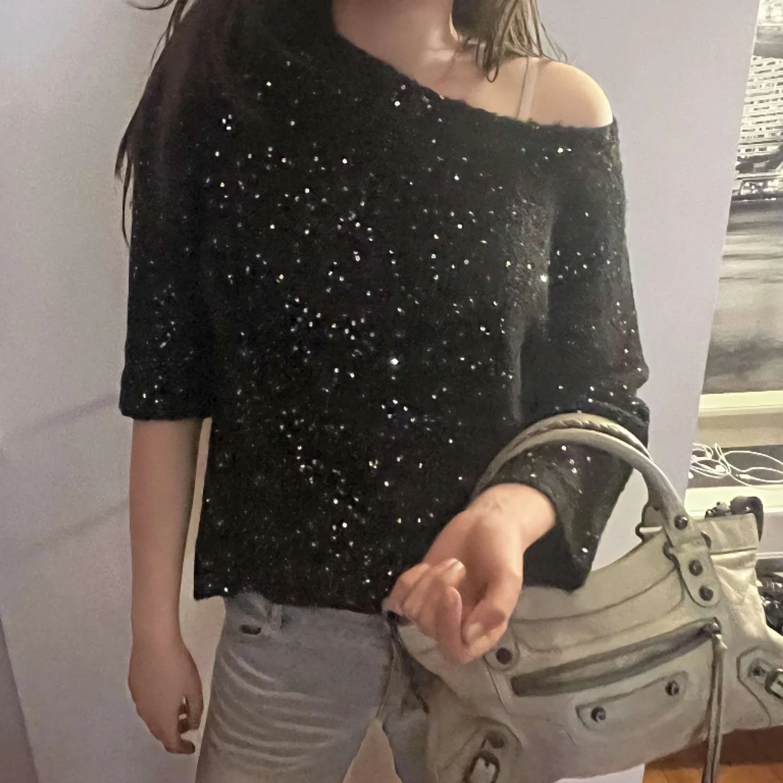 Paljett Stickad Tröja