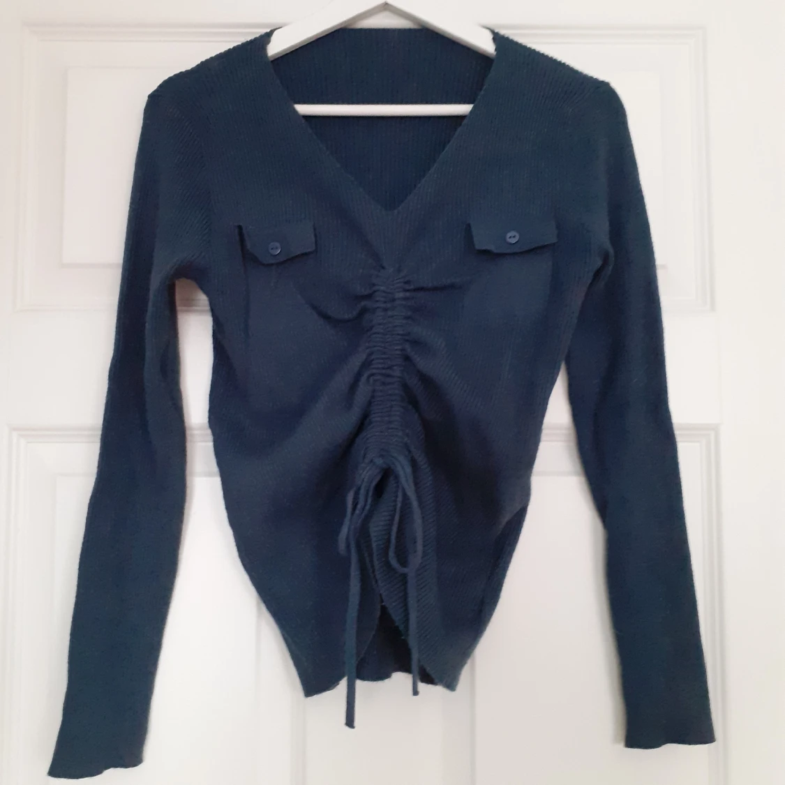 Blå stickad tröja  - 90