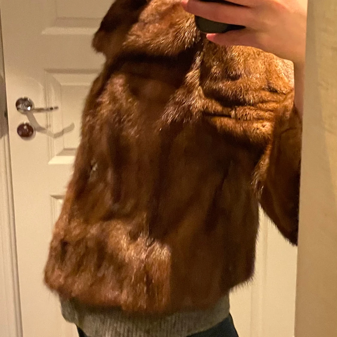 Brun pälsjacka - 90