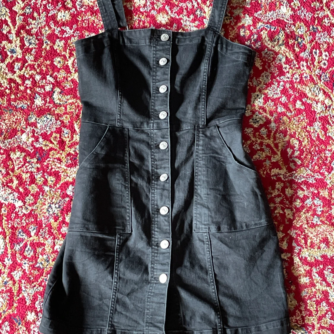 Svart button-up jeans klänning  - 2