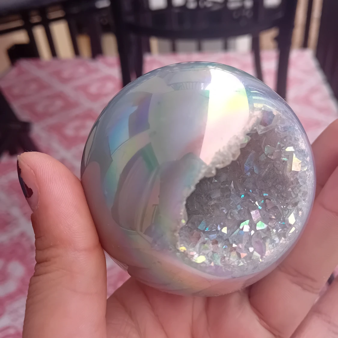 Äkta stor kristall kalcedon aura quartz kula - 91