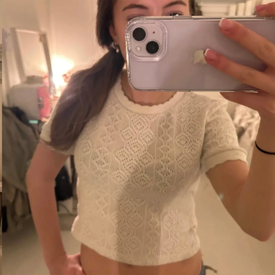 Finstickad mönstrad topp