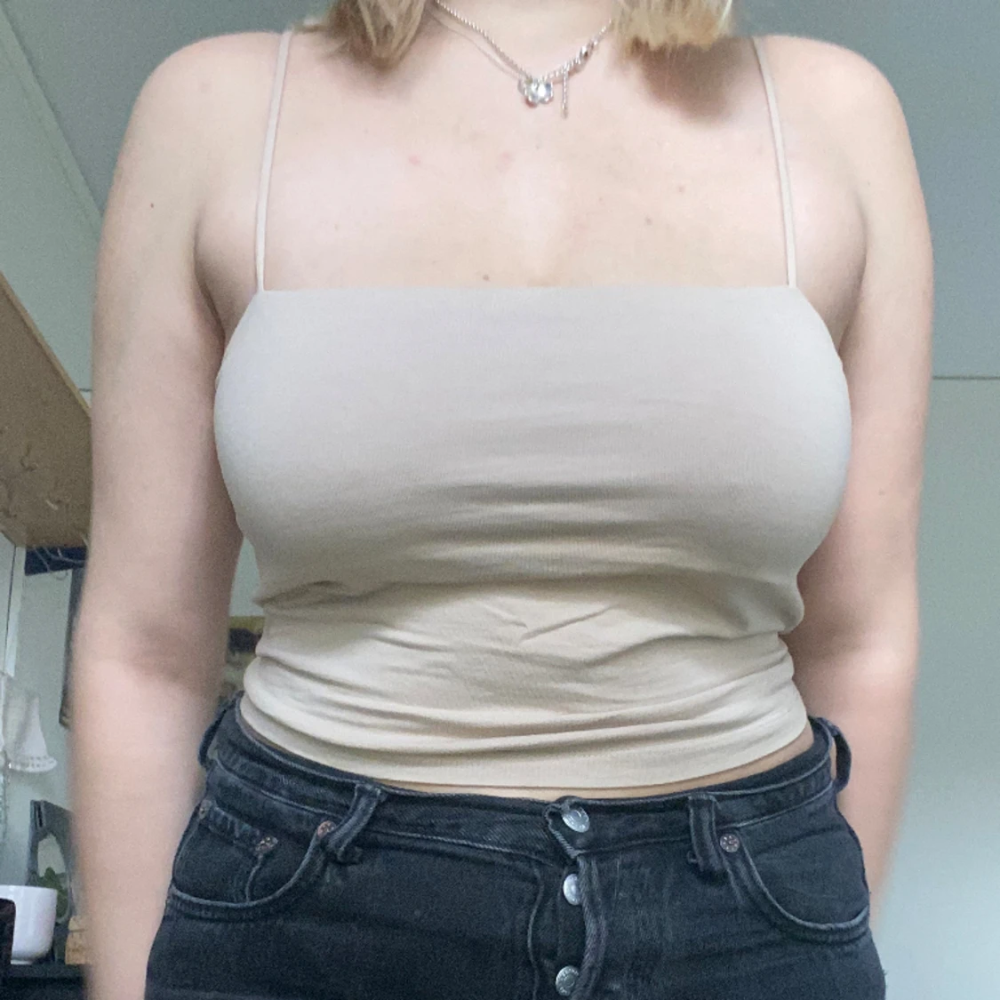 Rakt linne med spaghetti-straps