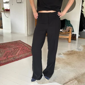 Svarta kostymbyxor  - Svarta kostymbyxor från ginatricot i strl 38!! Tjejen på bilden är 170 och har normalt strl 36, de är därför lite stora på henne☺️