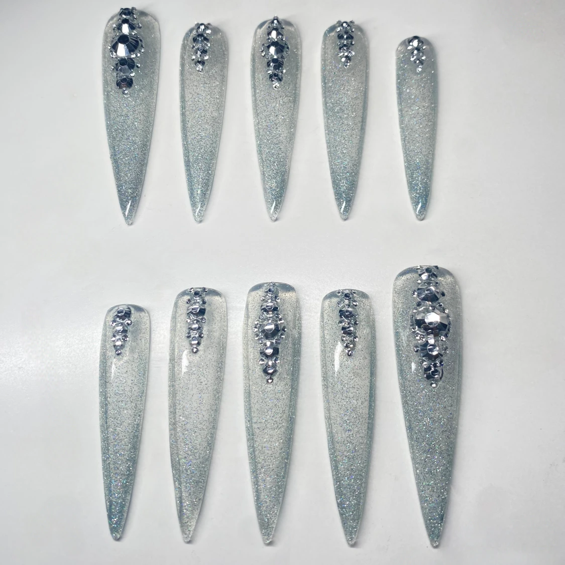 Reflective Transparent Press On Nails - 91