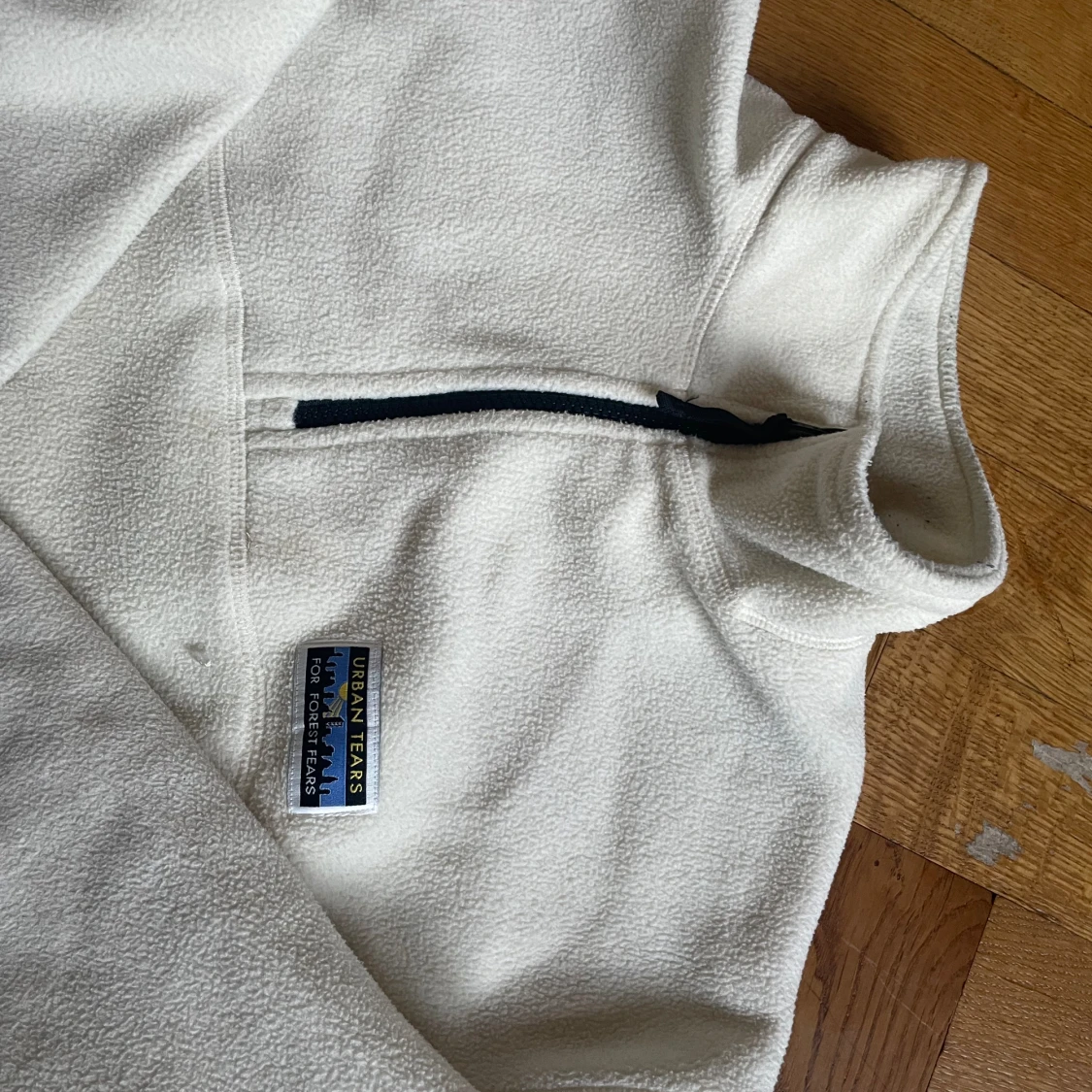Zip fleece tröja vit - 92