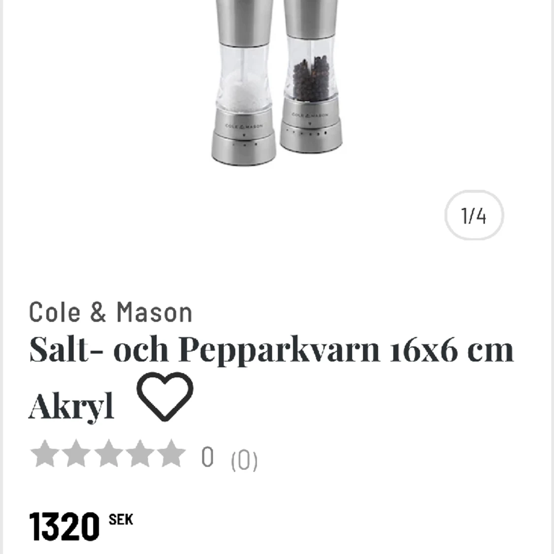 Peppar- och saltkvarn från Cole&Mason