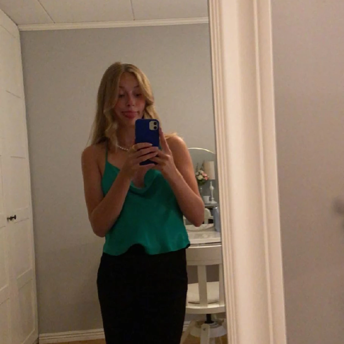 Grön satin topp Zara