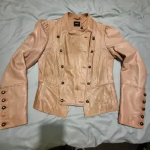 S size,faux leather beige jacket