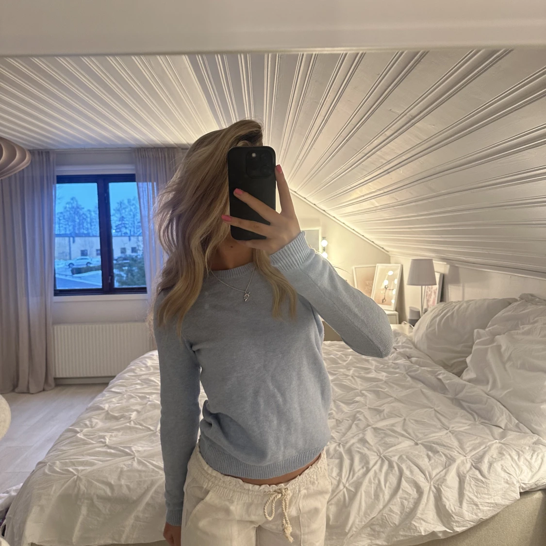 Ljusblå stickad tröja 