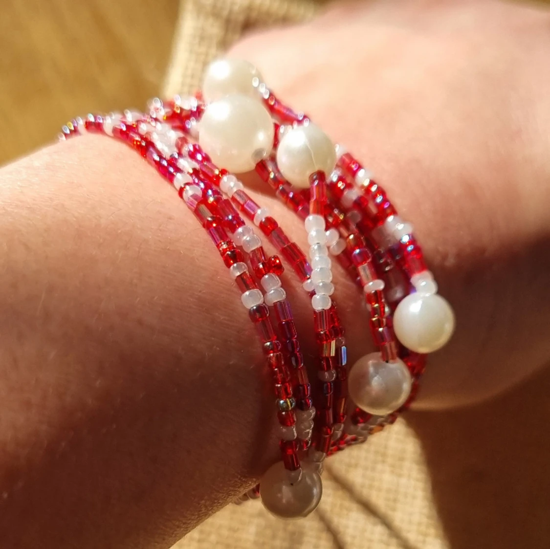 Red beads White Pearl Accessory - 91