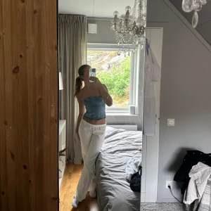 Jeansbandeau topp - Oanvänd jeansbandeau från zara med dragkedja i ryggen