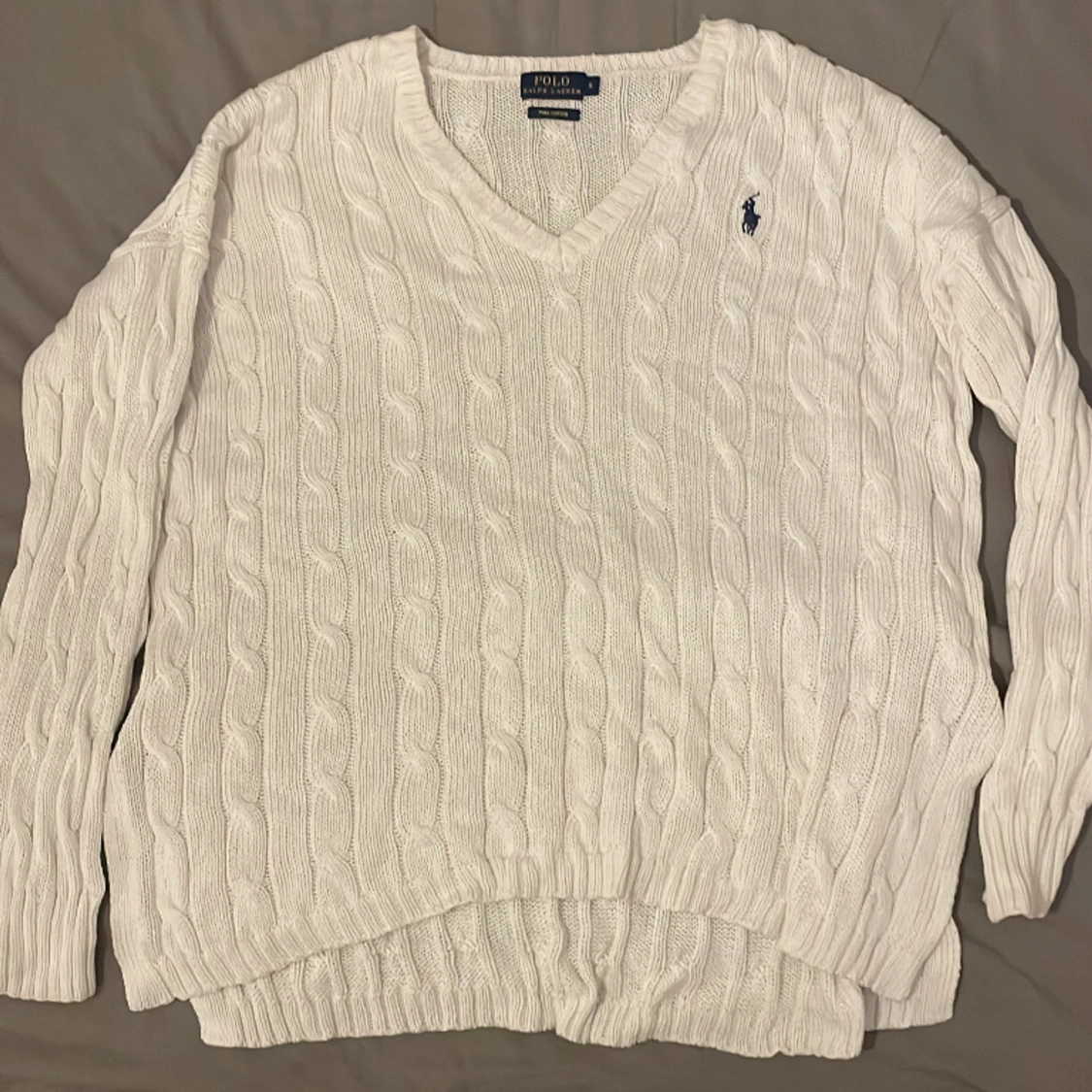 Vit Ralph Lauren tröja med split