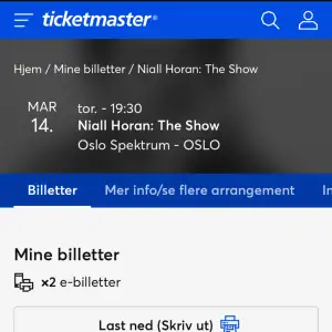 Säljer två biljetter till Niall Horans konsert i Oslo 14e mars då min kompis fått förhinder och inte kan följa med. 1200 för båda eller 600 för en. Kan sänka priset vid snabb affär. Överföring görs så du får dom till ditt konto på ticketmaster Norge🫶🏻