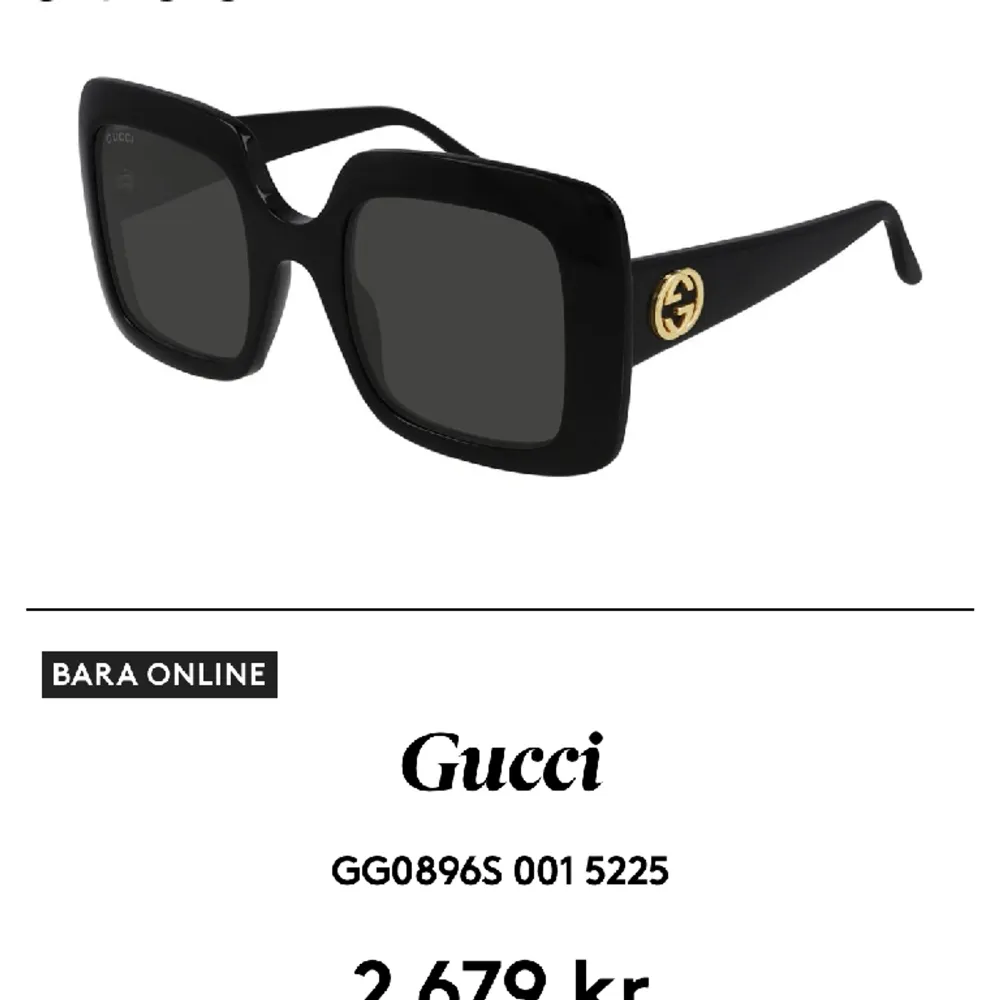 Äkta Gucci solglasögon  GG0208S 001 4928 och GG0053SN 001 5425 Båda använda något repiga men ändå i fint skick, om för mer info ang bilder, modell och kvitto osv. Lägg bud priset kan diskuteras. Mvh 😊. Övrigt.