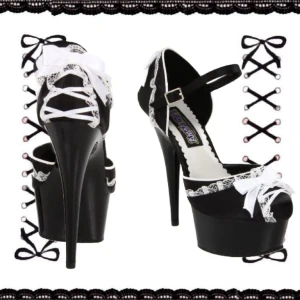 ౨ৎ 🐇Gotisk lolita klackskor/pleasers - Super söta klackskor med spets! Coquette heels från Funtasma. Storleken är US 8 vilket översätts till EU 38 ^^  !!Har endast provat dessa skor, inga defekter!!