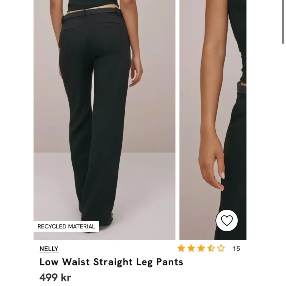 Säljer ett par nya Low waist straight leg pants från Nelly köptes för 500kr. pga fel storlek och säljs för 339kr prislappen är fortfarande på kan skickas i samma påse. Köparen står för frakten. Endast seriösa köpare. . Jeans & Byxor.