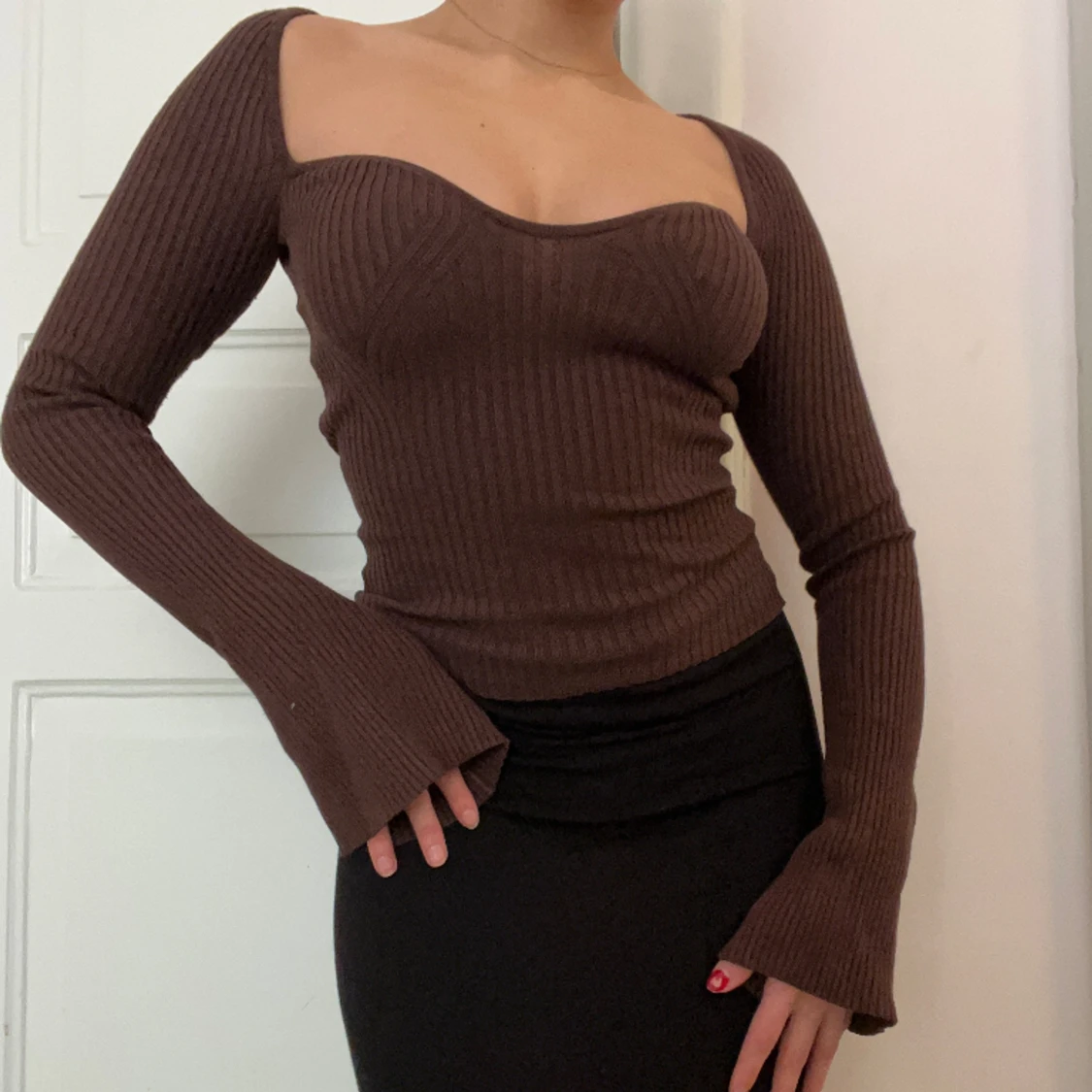 Brun långärmad topp