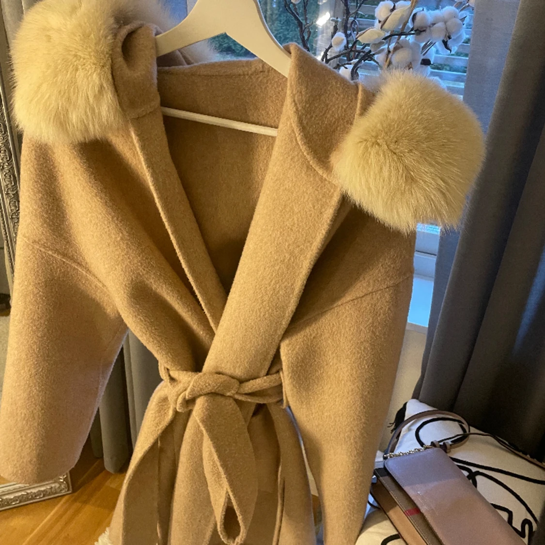 Jätte fin begie kapa med äkta päls! - 91