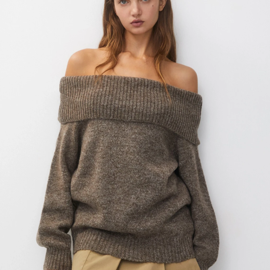 Stickad off shoulder topp