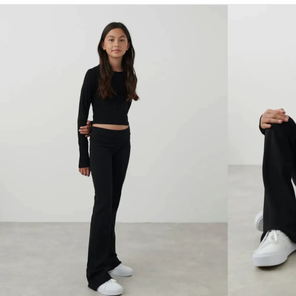 Jätte fina trendiga yoga pants från Gina Young💗 dom är i nyskick och i storlek 158/164 men är även stretchiga   I tyget💗säljer billigt för jag vill bli av me dom💗. Jeans & Byxor.