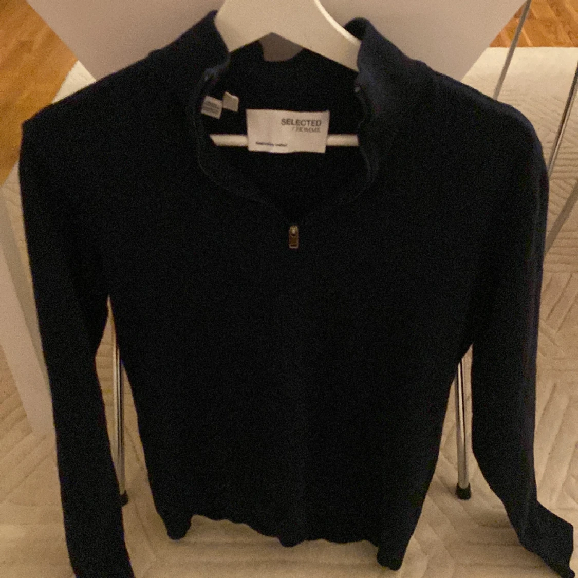 Tröja mörkblå halfzip 