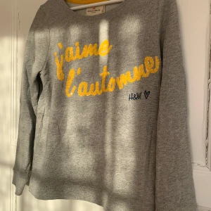 Grå collegetröja  - Ljusgrå collegetröja från Holly & White (Lindex) i storlek S. Trycket är gult av paljetter. Tröjan ska inte ha några hål eller fläckar och är i bra skick.