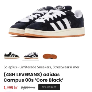Adidas campus 00s - Säljer dessa adidas campus skor då dem tyvärr inte kom till användning. De kommer med boxen och med ett extra par oöppnad  svarta skosnören. Dem är enkla att styla med! Pris kan diskuteras