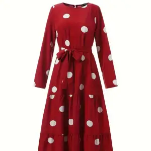 Polka dot print kaftan dress,casual long sleeves,color burgundy and navy blue,size/M