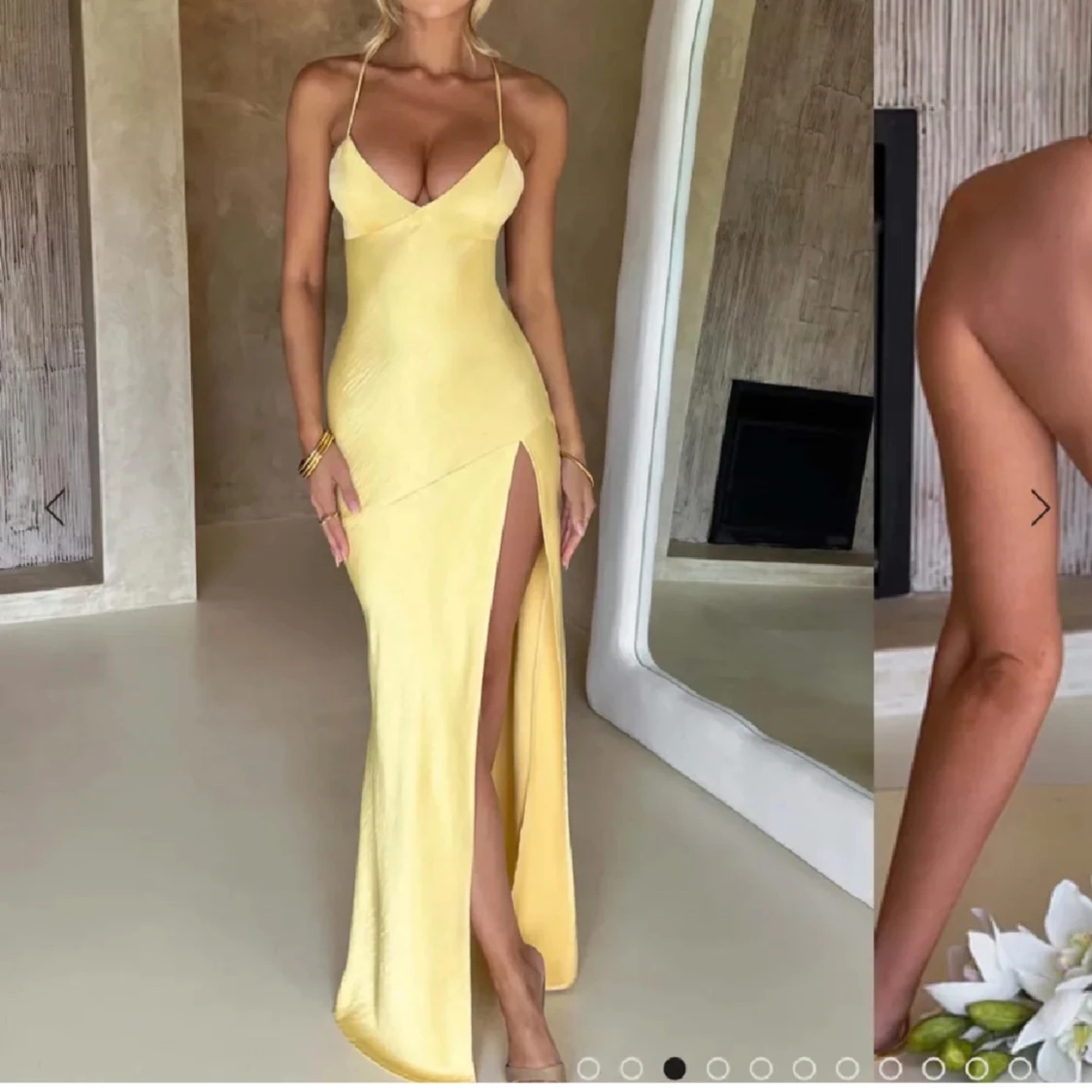Gul långklänning
