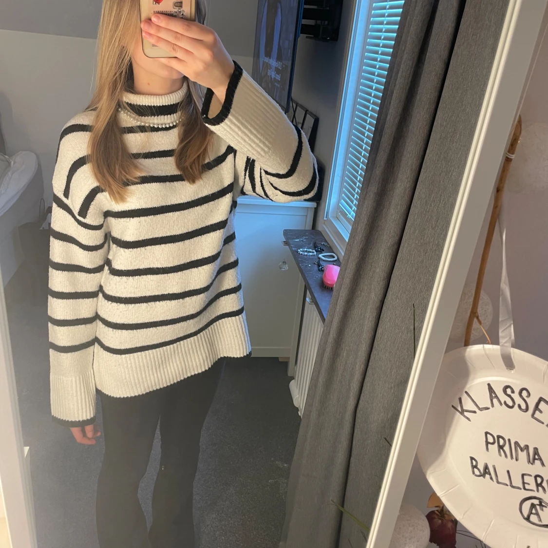 Randig stickad tröja - 90