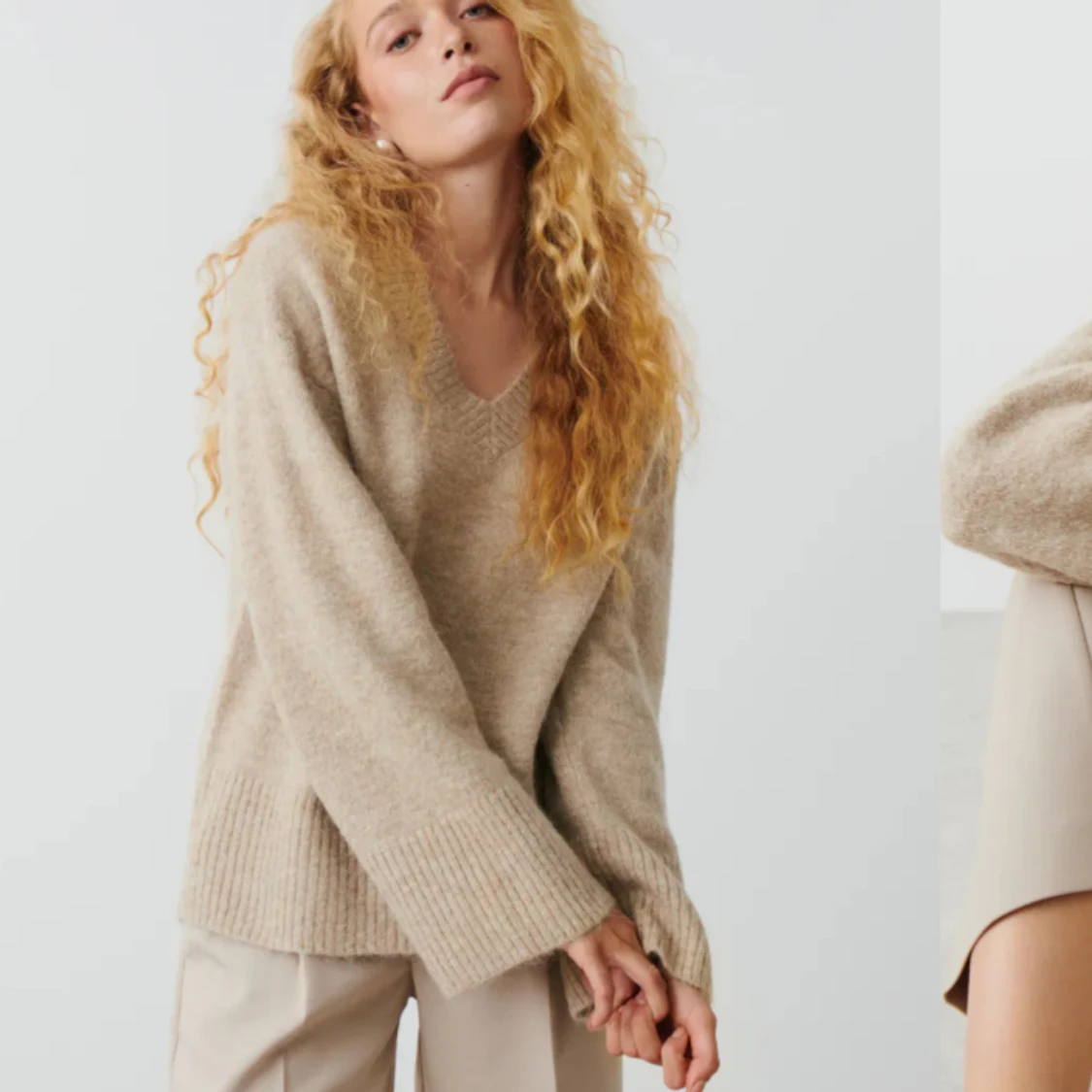 V-ringad stickad tröja 