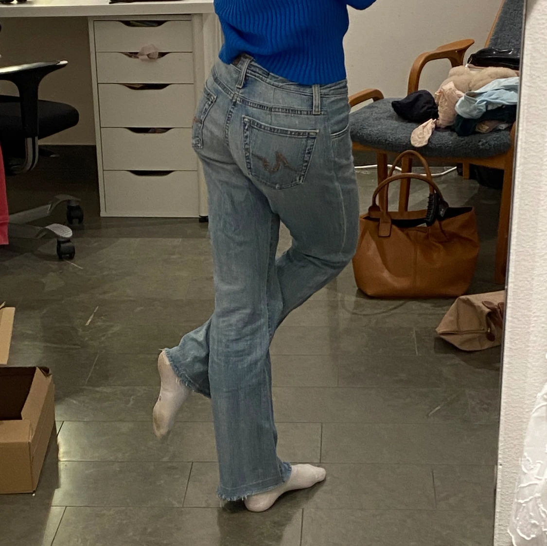 snygga vintage lågmidjade bootcut jeans - 90