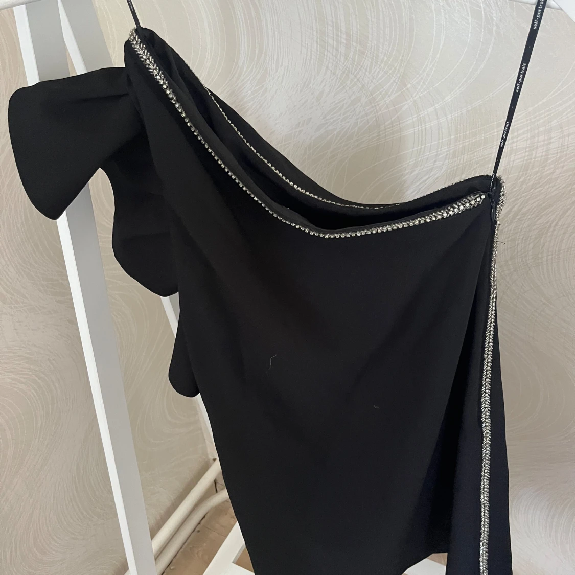 Black one-shoulder dress with silver details  - 92