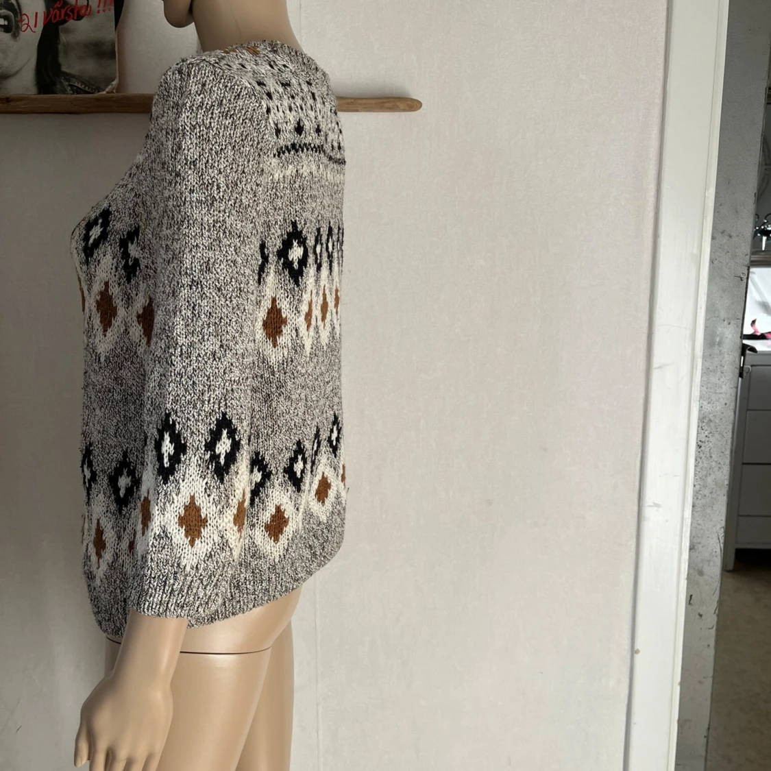 Underbar tjock stickad trekvarts h&m tröja stickat  - 91