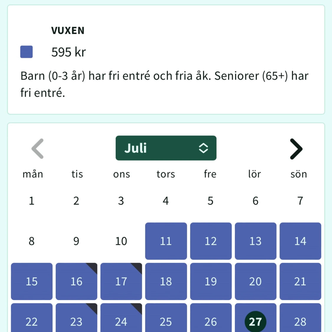 Gröna Lund 5 entrébiljetter värde 595kr - 91
