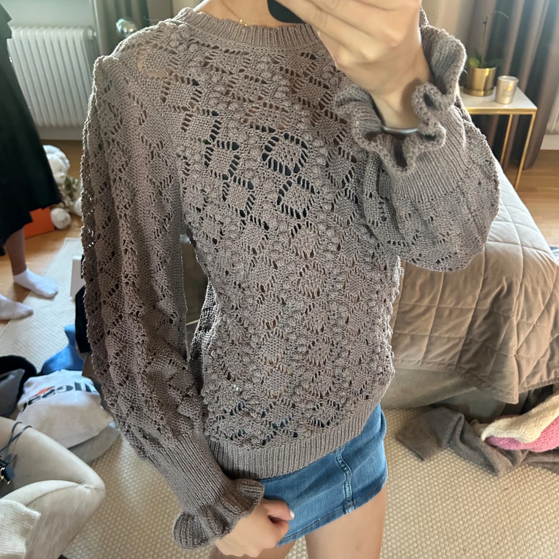 Söt stickad tröja - 90