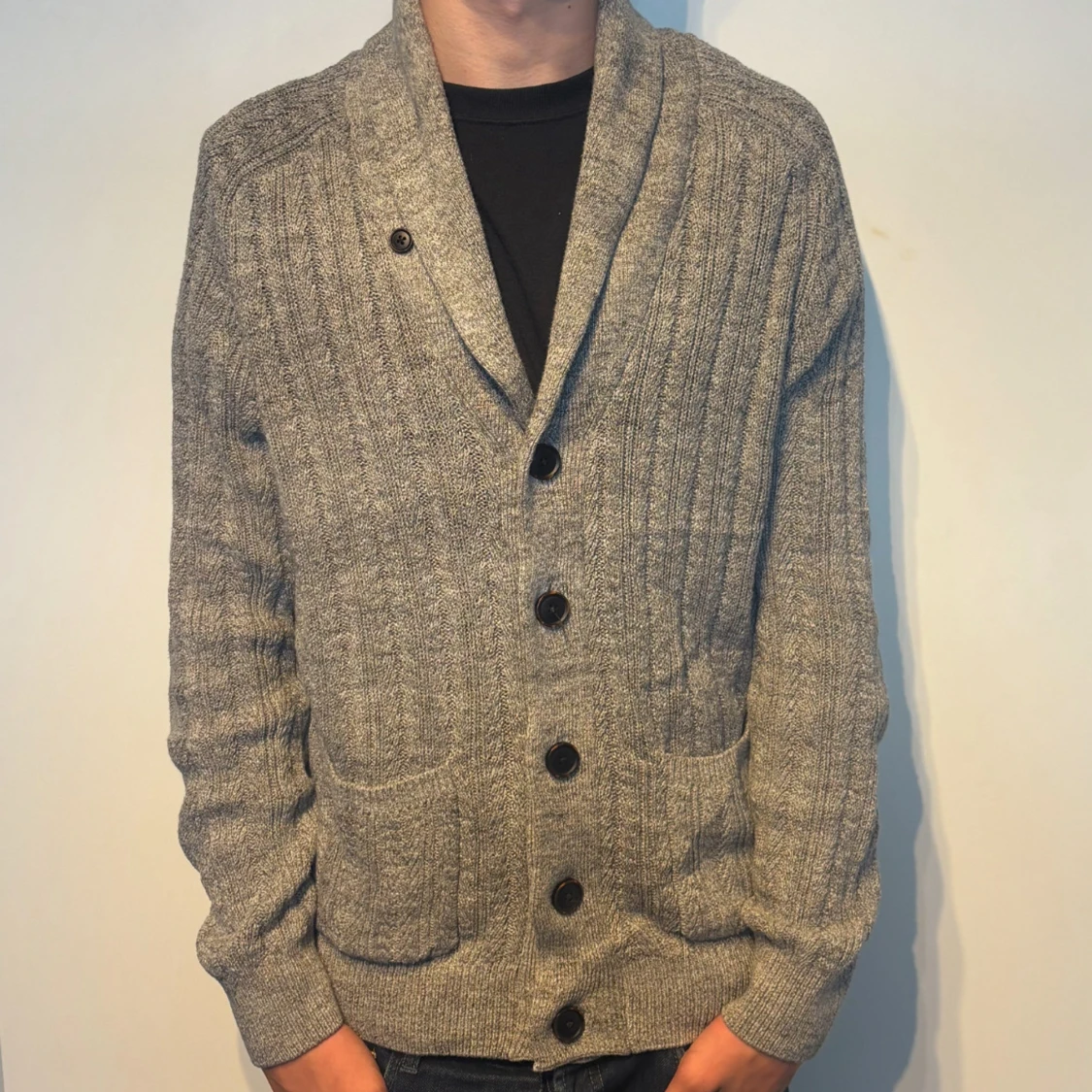 Stickad Cardigan med Fickor