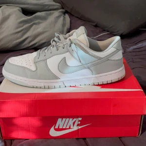 Nike Dunk Low i grått och vitt - Nike dunk low. Skick 9,5/10 använda 2 gånger. Storlek 45.