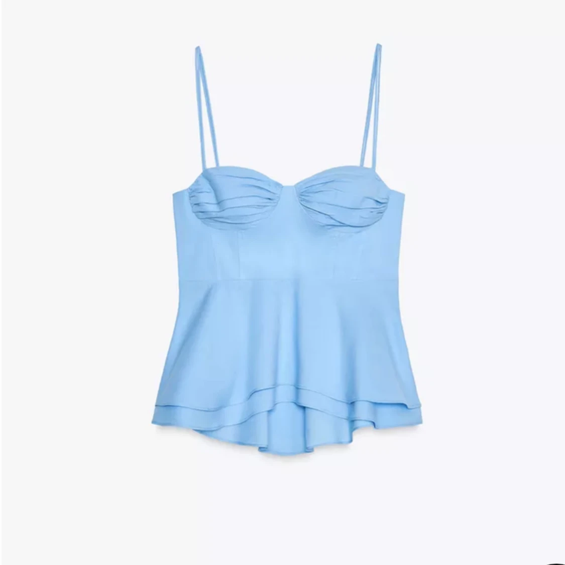 Ljusblå volangtopp med smala axelband från zara - 2