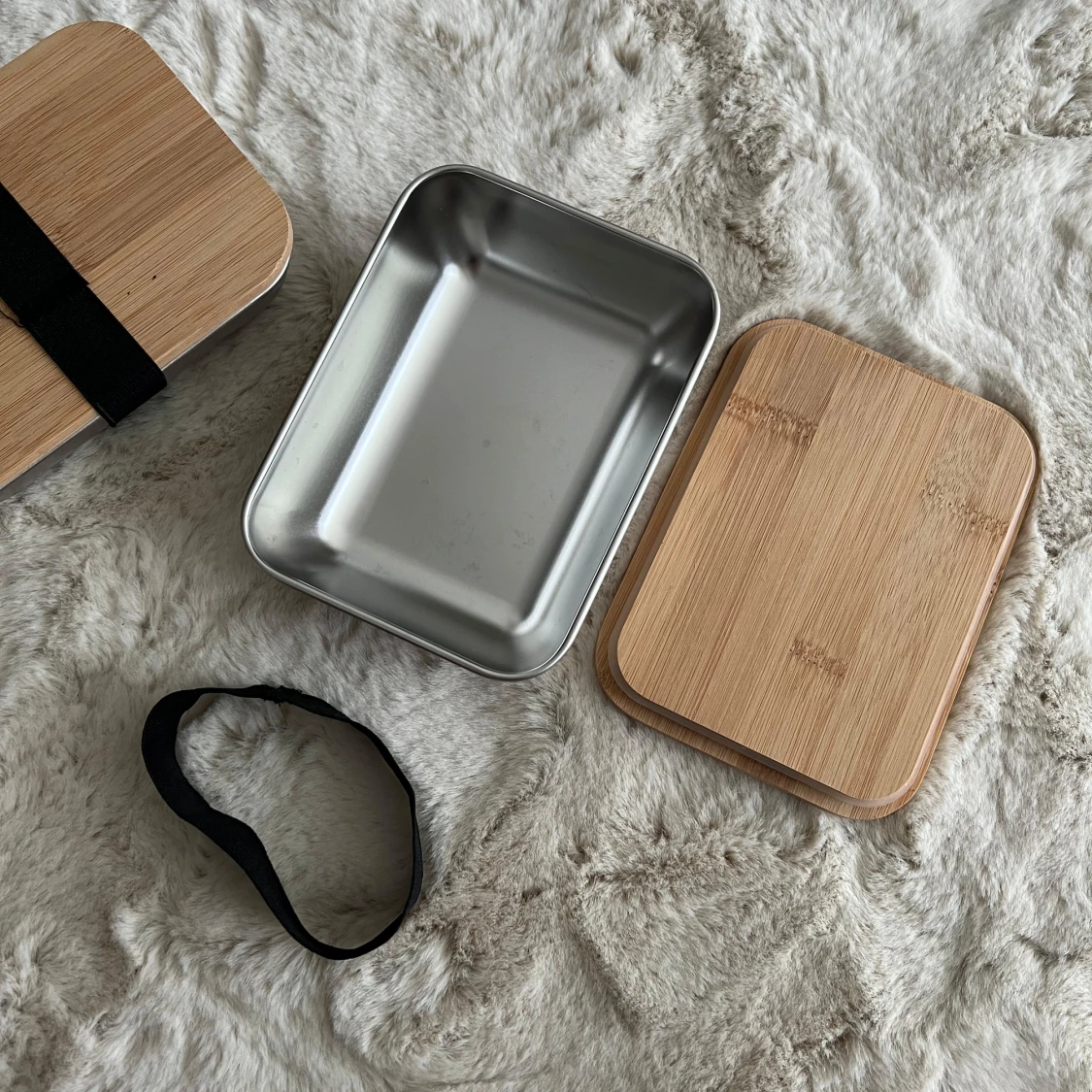 Matlåda i rostfritt stål med bambulock - 1