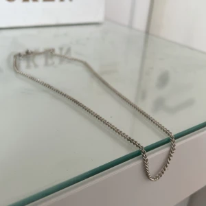 Silverfärgat kedjehalsband - Säljer ett stilrent halsband i silverfärg med klassisk kedjedesign. Perfekt för att ge en enkel men snygg touch till din outfit. Halsbandet har ett smidigt lås och passar till många olika stilar.