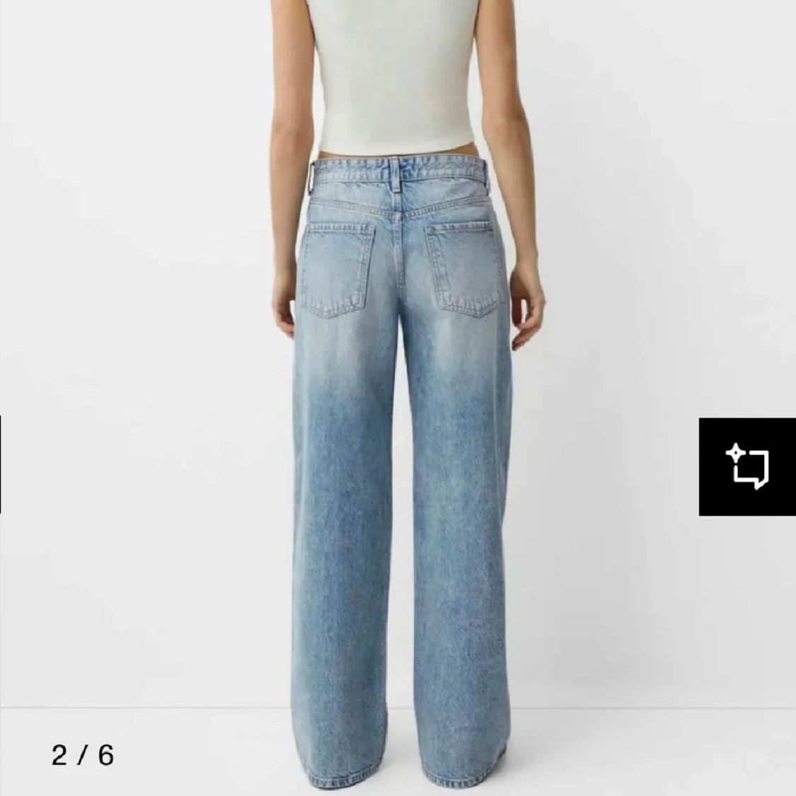 blå raka/vida  jeans  - 1