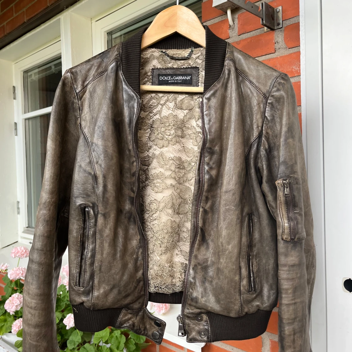 Dolce & Gabbana brun skinnjacka