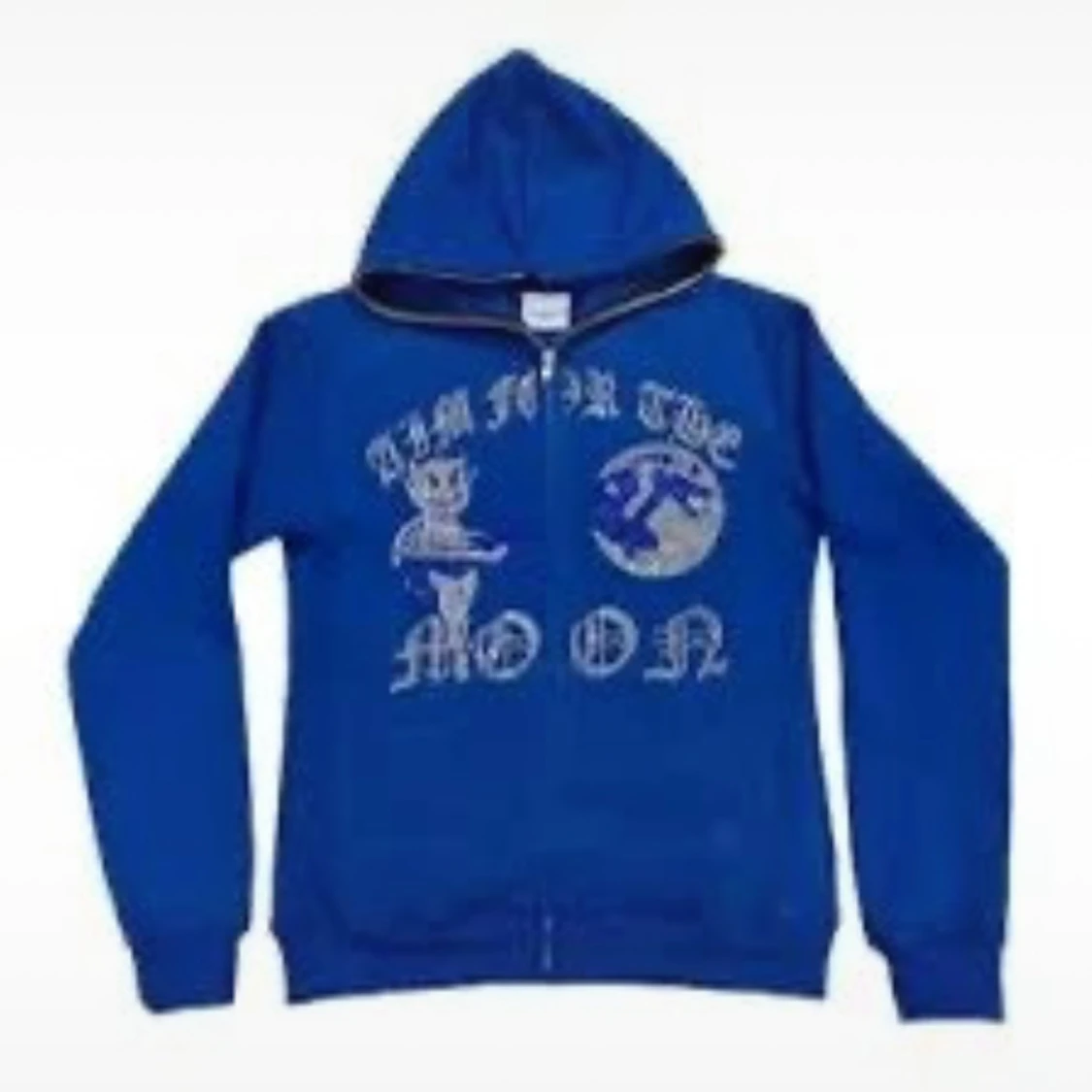 Blå aim for the moon luvtröja