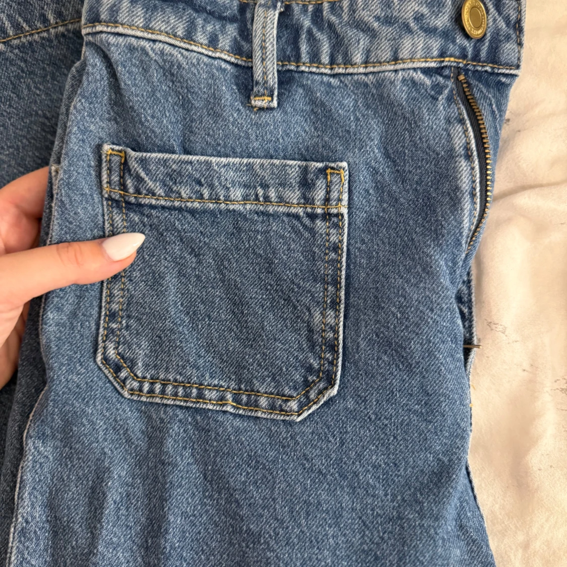 Blå wide jeans från Lindex, strl 36 - 1