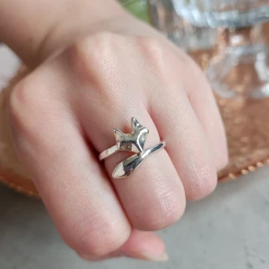 Ring - Silverpläterad justerbar fox-ring.