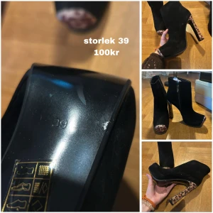 Svarta/Leopard Klackskor  - oanvända, storlek 39.