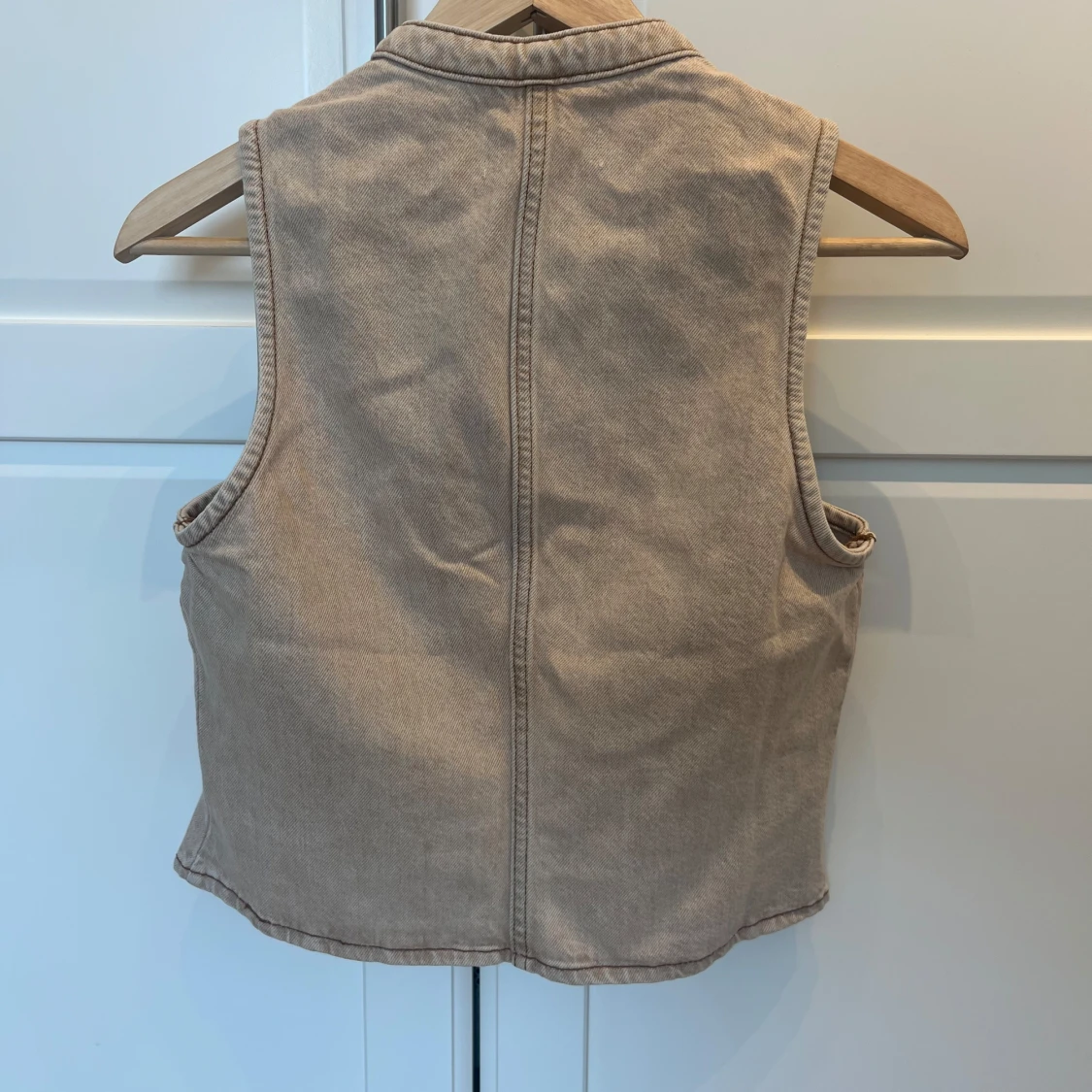 Beige jeansväst med dragkedja - 3