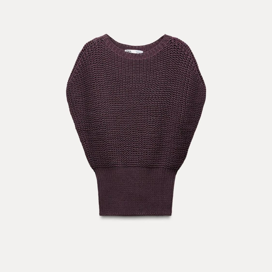 Mörklila stickad topp från Zara - 1